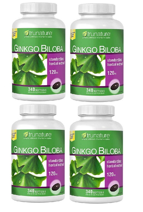 TruNature Ginkgo Biloba with Vinpocetine - 340 Softgels x 4